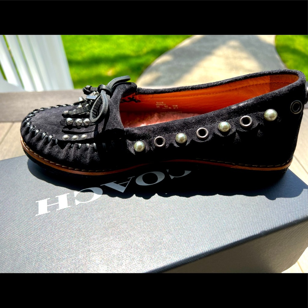 Coach Roccasin Slip on Suede Black 7